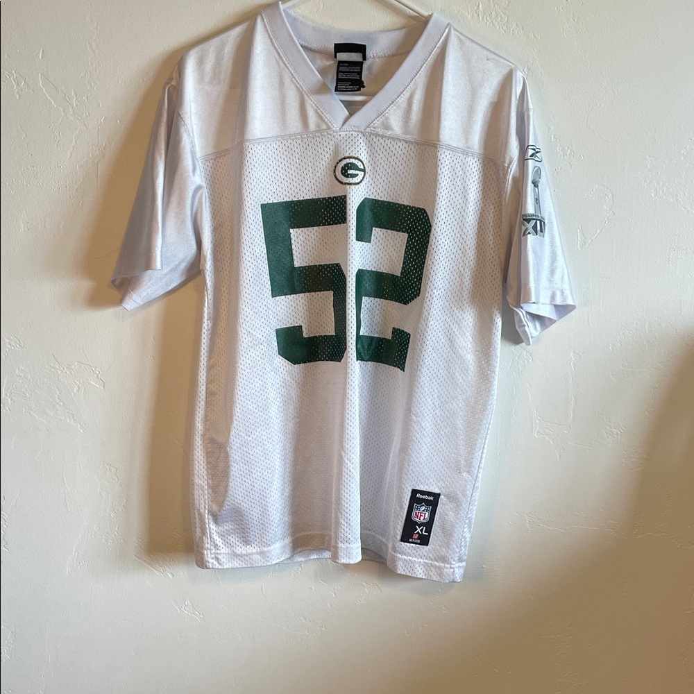 Reebok White and Green Kids Jersey